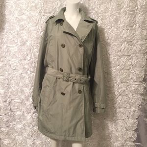 Scottevest belted trench coat in Thyme